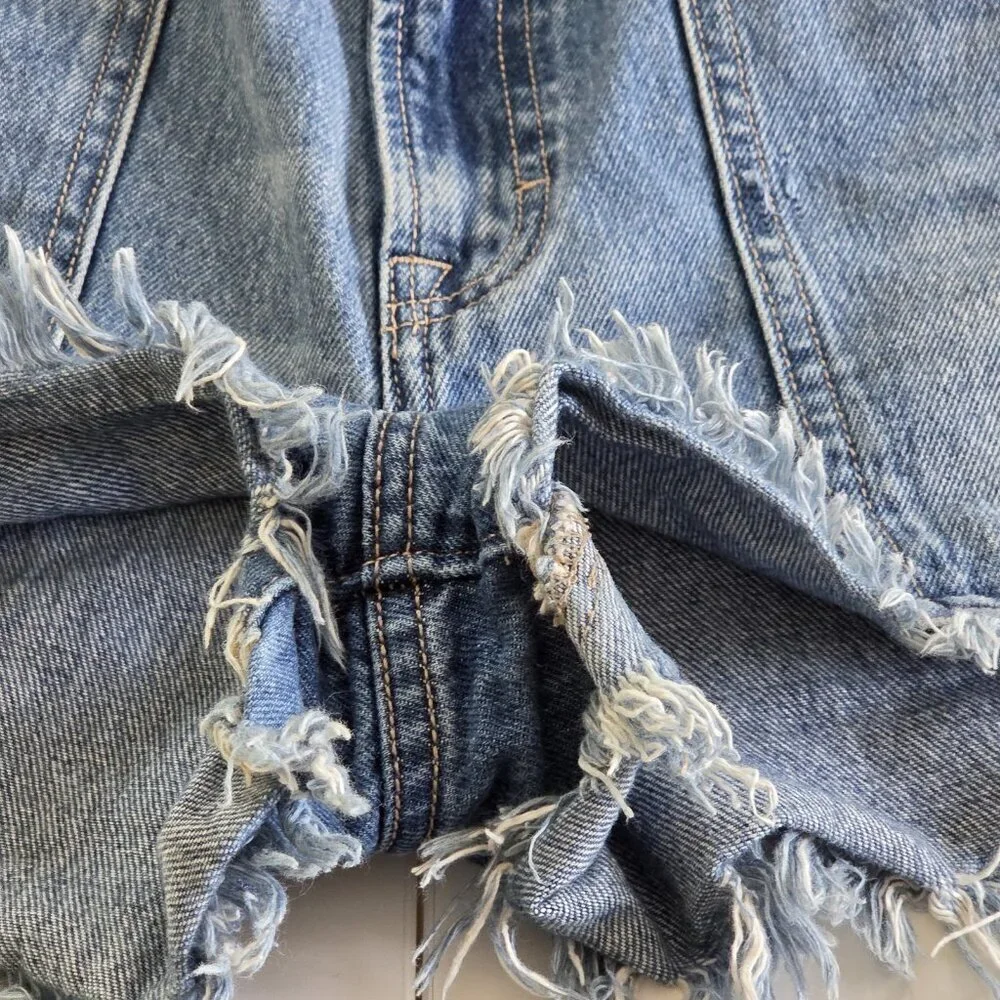 Hidden LA Shorts Women L Blue Distressed Cotton Beach Hippie Raw Hem 4182M-DK - Picture 9 of 16